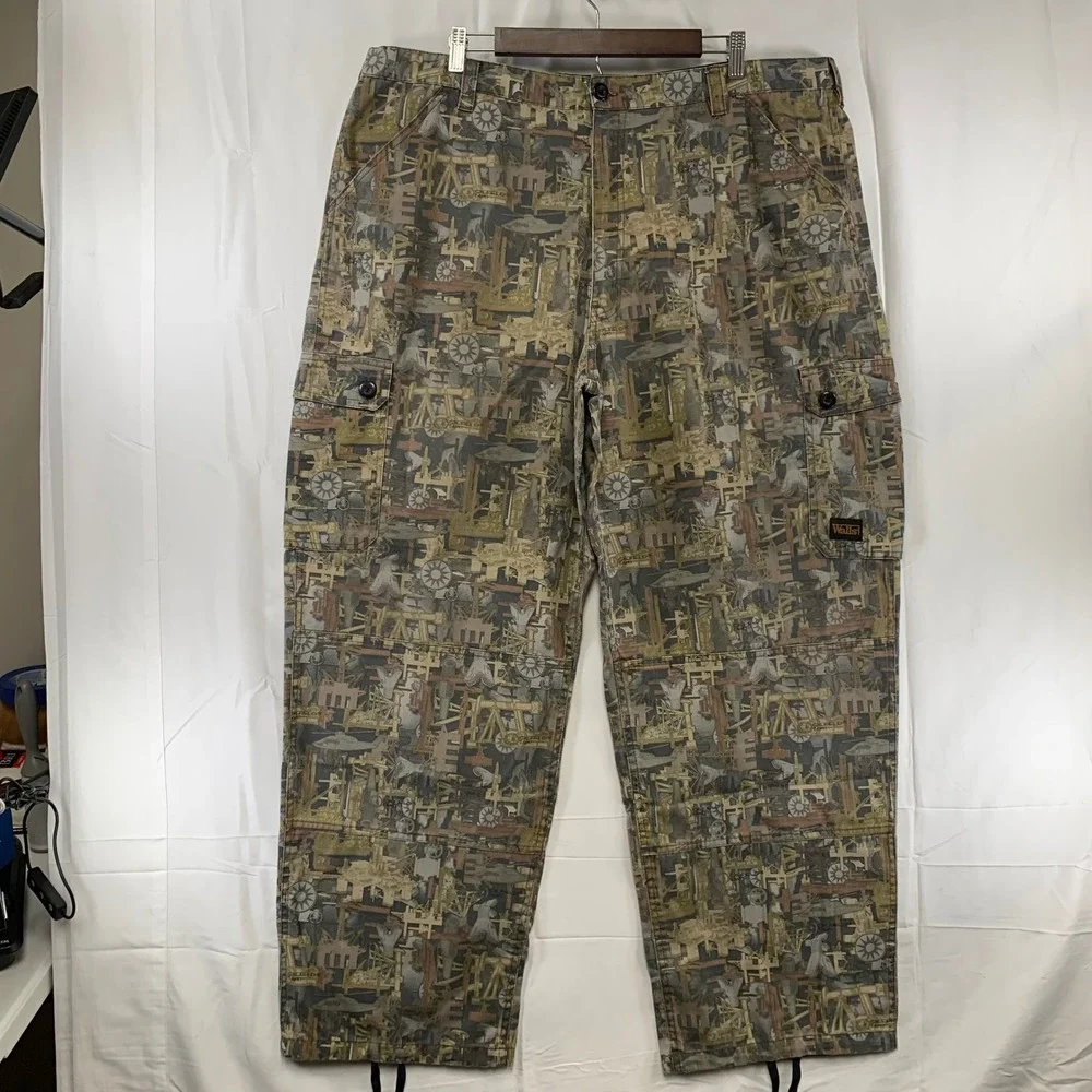 Walls Oilfield Camo Cargo Pants Mens XL 42-44 Multicolor Industrial Workwear